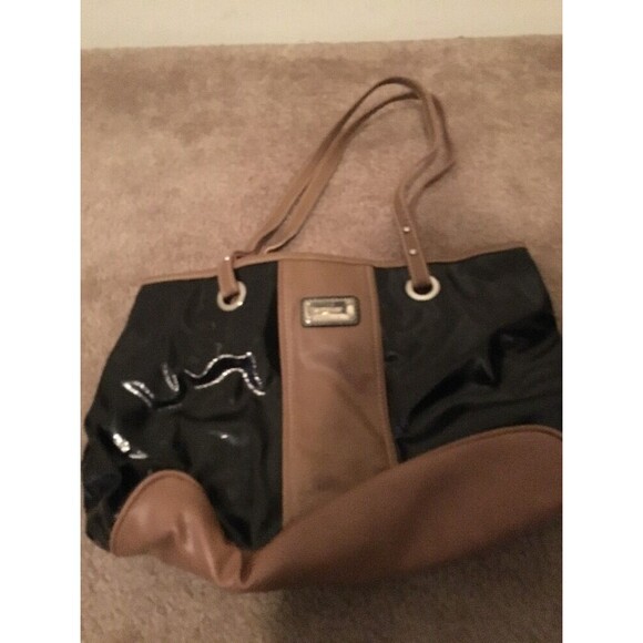 Nine West Women's Faux Leather Handbag Purse Shoulder Bag Tan Black - Picture 1 of 7